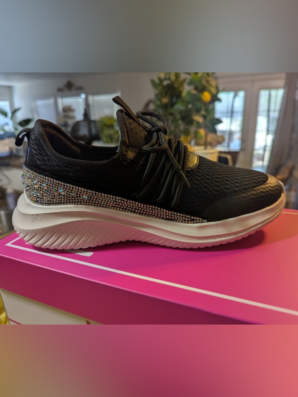 Corkys Black Slip-On Sneaker with Crystal Embellishment